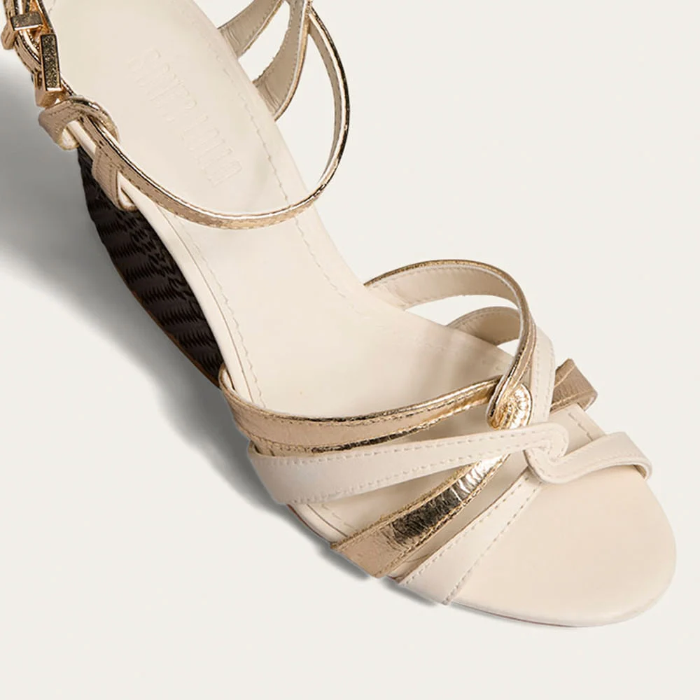 Sandália Peep Toe Couro Pelica Soft Off White - vista 5 de 6