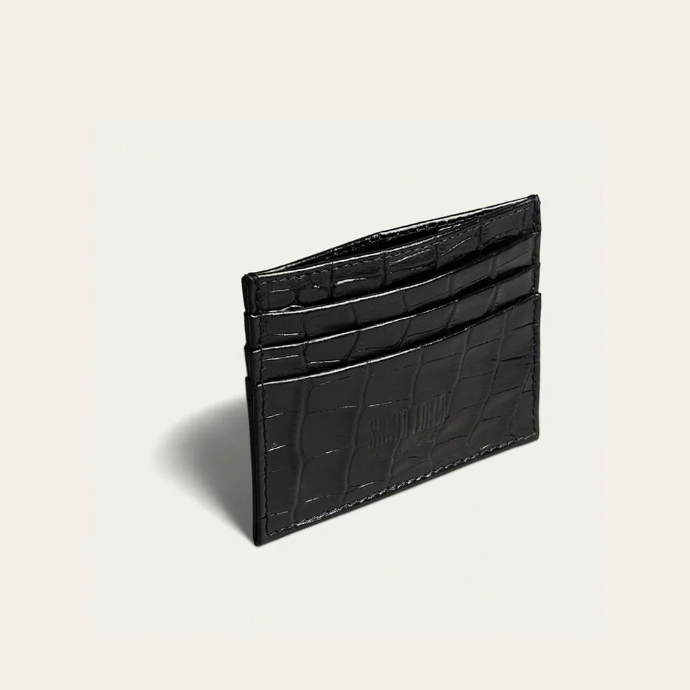 Porta Cartão Couro Croco Preto - vista 3 de 3