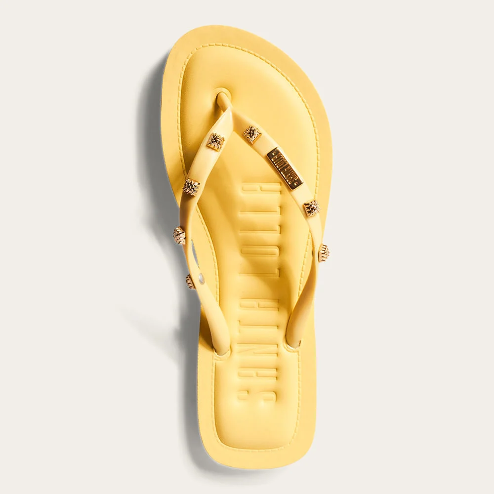 Chinelo Flip Flop Borracha Tachas Amarelo Buttercream - vista 3 de 3