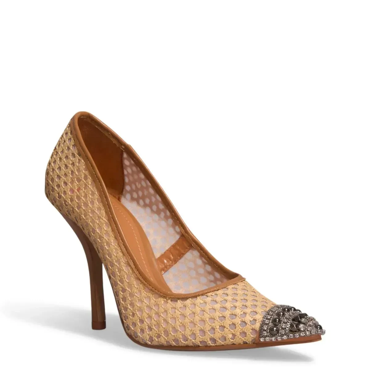 Scarpin Strass Salto Alto Fino Bege - vista 2 de 4
