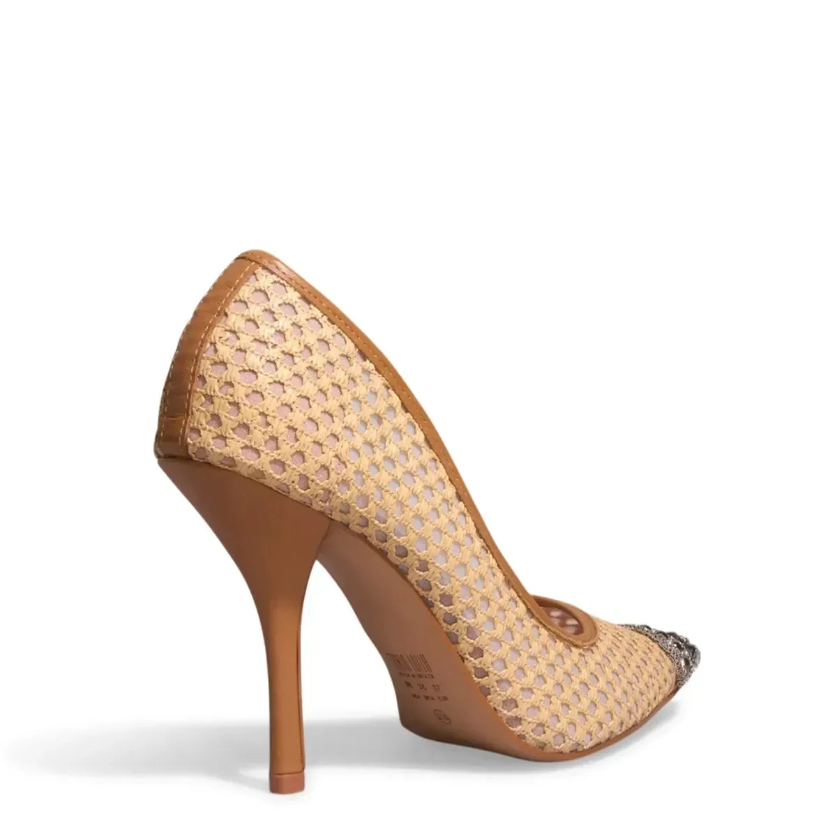 Scarpin Strass Salto Alto Fino Bege - vista 4 de 4