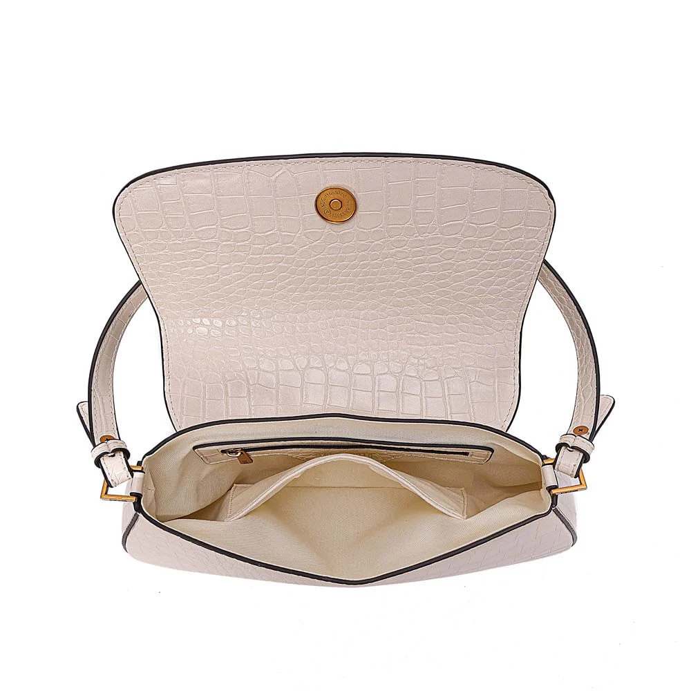 Bolsa Baguete Croco Alça De Ombro Off White Marfim - vista 8 de 8