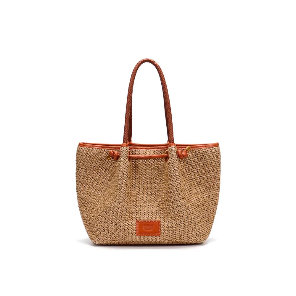 Bolsa Shopper Tramado Alça de Ombro Marrom Terracota - vista 1 de 5