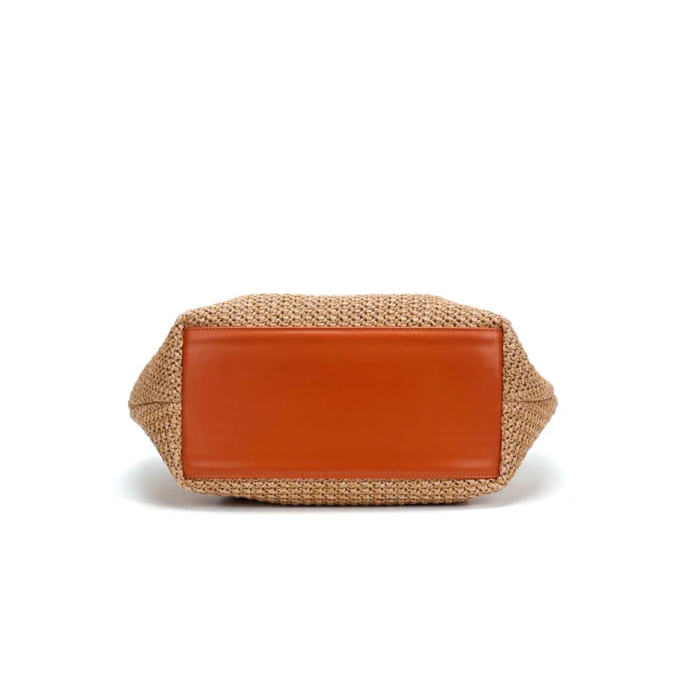 Bolsa Shopper Tramado Alça de Ombro Marrom Terracota - vista 4 de 5