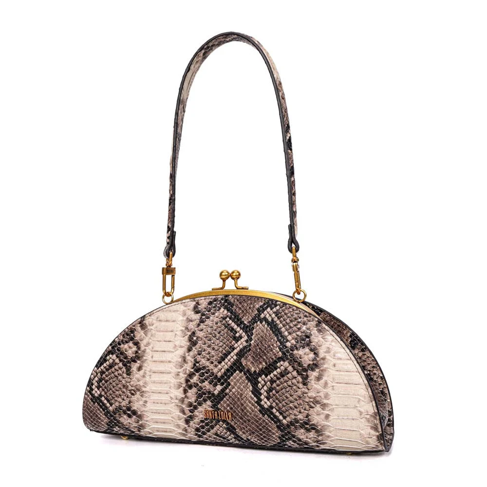 Bolsa Clutch Meia Lua Alça De Ombro Animal Print Cobra - vista 3 de 7