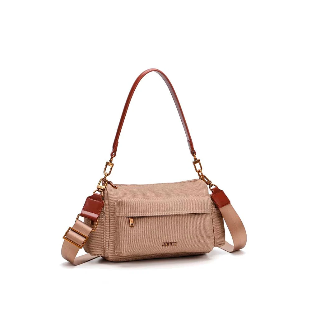 Bolsa Média Canvas Alça Dupla Marrom Terracota - vista 2 de 5