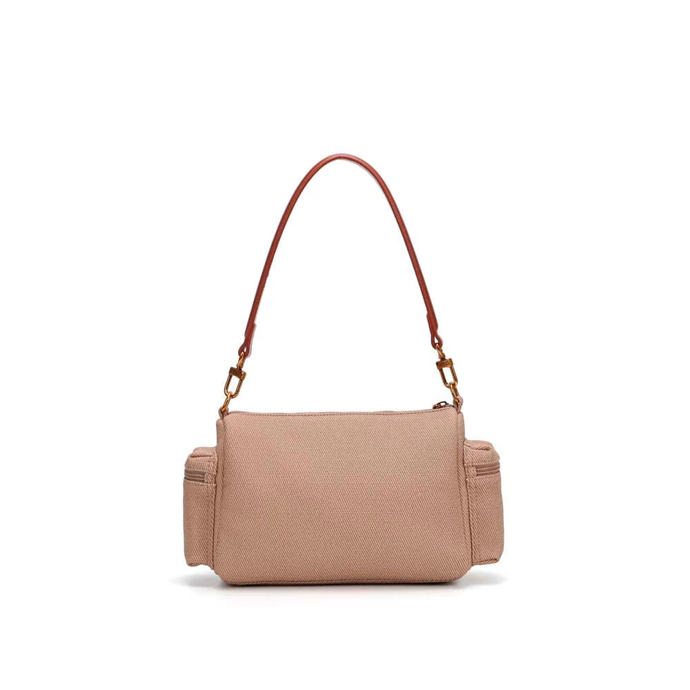 Bolsa Média Canvas Alça Dupla Marrom Terracota - vista 3 de 5