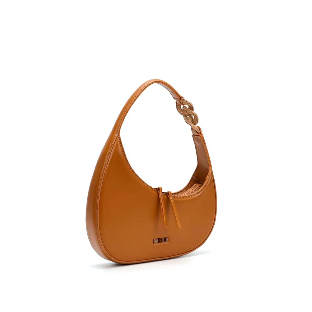 Bolsa Meia Lua Soft Alça De Ombro Caramelo Doce De Leite - vista 2 de 6