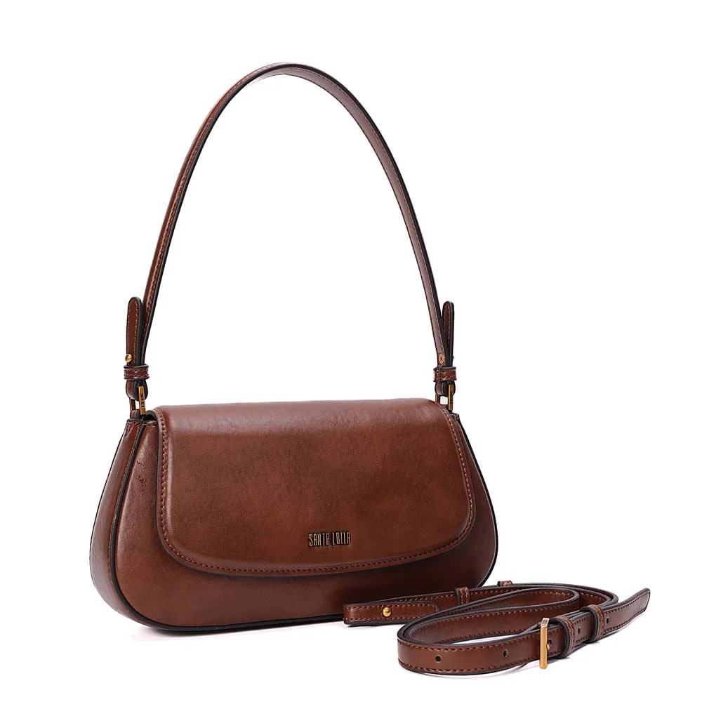 Bolsa Baguete Na Caixa Rústica Alça De Ombro Marrom Terracota - vista 2 de 6