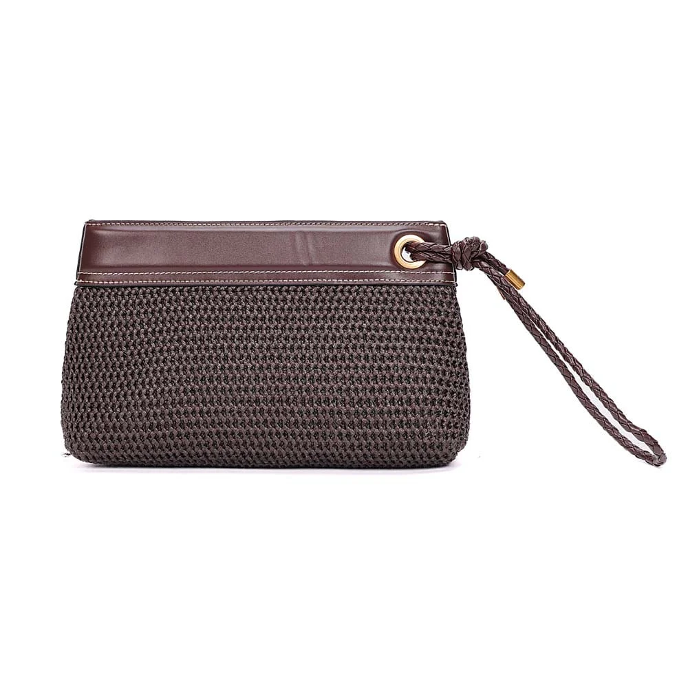 Clutch Tramado Alça De Mão Marrom Dark Cocoa - vista 5 de 7