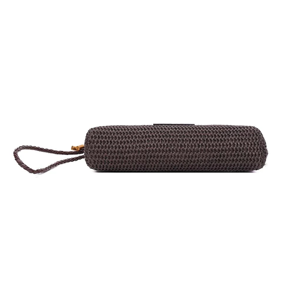 Clutch Tramado Alça De Mão Marrom Dark Cocoa - vista 6 de 7