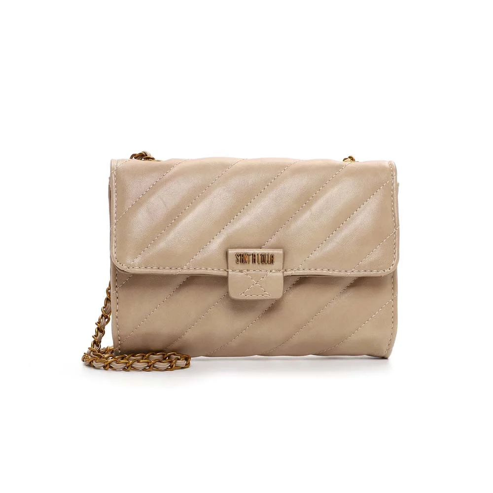 Bolsa Pequena Soft Bege Areia Alça Transversal Corrente - vista 2 de 5