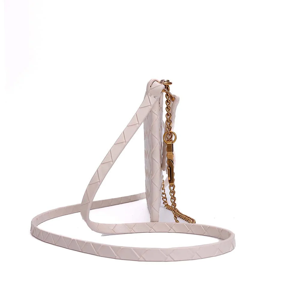 Bolsa Cluth Tressê Transversal Off White Marfim - vista 5 de 9