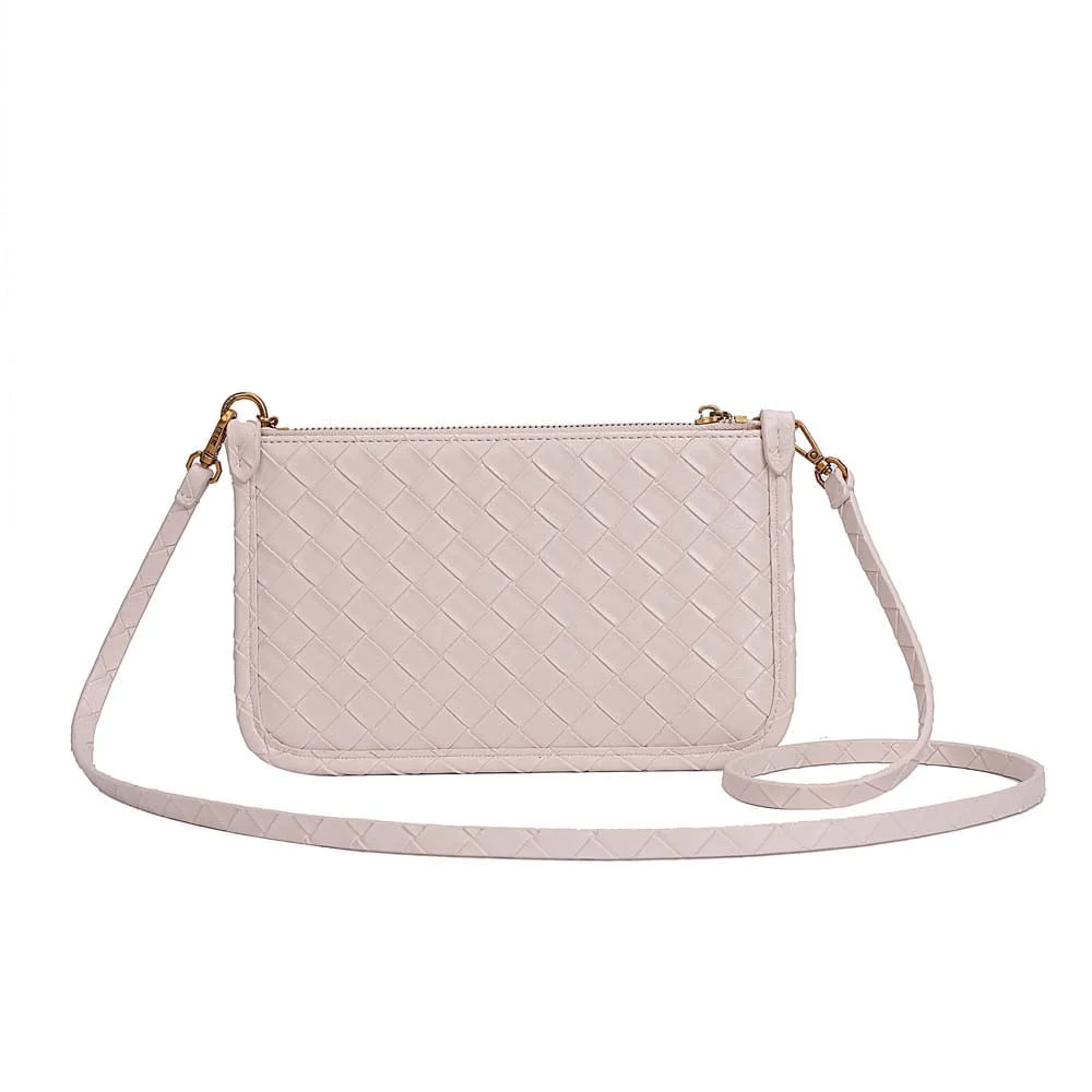 Bolsa Cluth Tressê Transversal Off White Marfim - vista 6 de 9