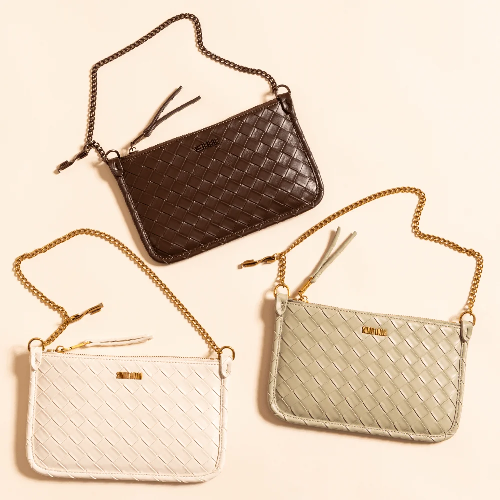 Bolsa Cluth Tressê Transversal Off White Marfim - vista 9 de 9