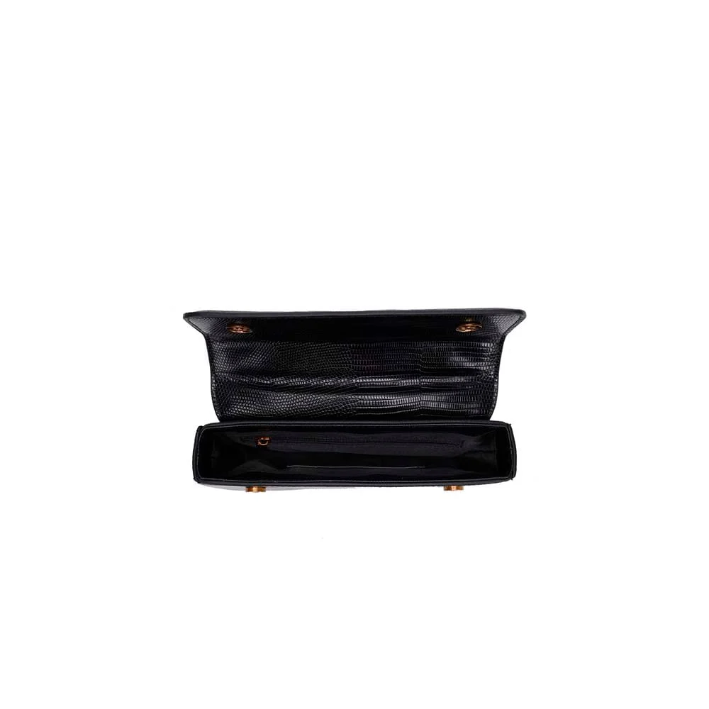 Bolsa Lizard Preta Alça Transversal Corrente - vista 5 de 5