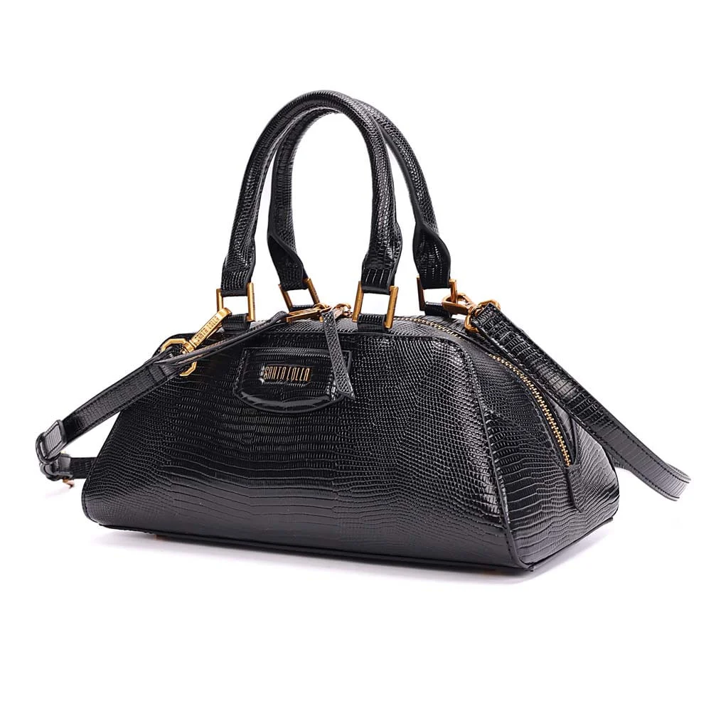 Bolsa Média Lizard Alça Dupla Preta - vista 3 de 7