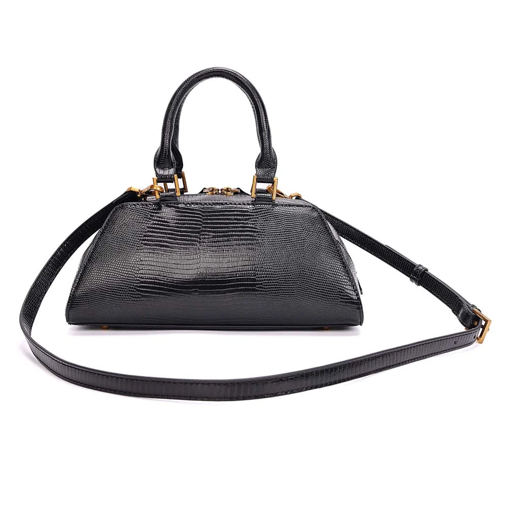 Bolsa Média Lizard Alça Dupla Preta - vista 5 de 7