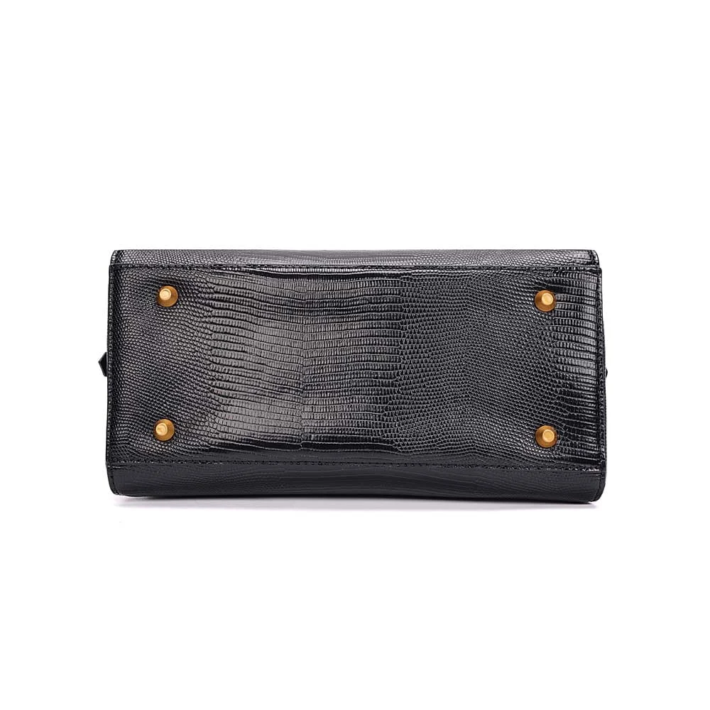 Bolsa Média Lizard Alça Dupla Preta - vista 6 de 7