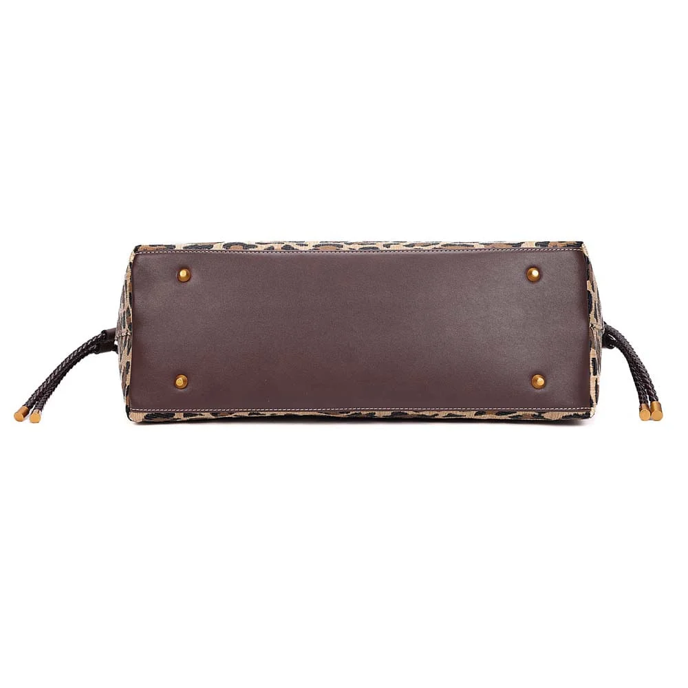 Bolsa Shopper Tramado Alça De Ombro Animal Print Onça - vista 6 de 7