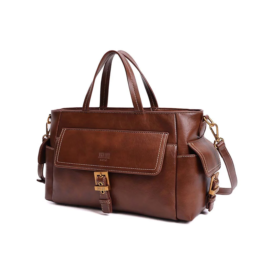 Bolsa Tote Grande Floater Alça Dupla Marrom Terracota - vista 3 de 7