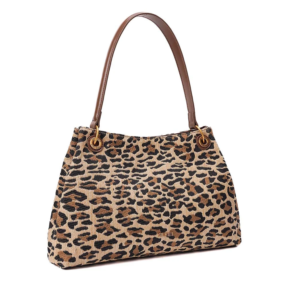 Bolsa Hobo Tramado Alça De Ombro Animal Print Onça - vista 2 de 7