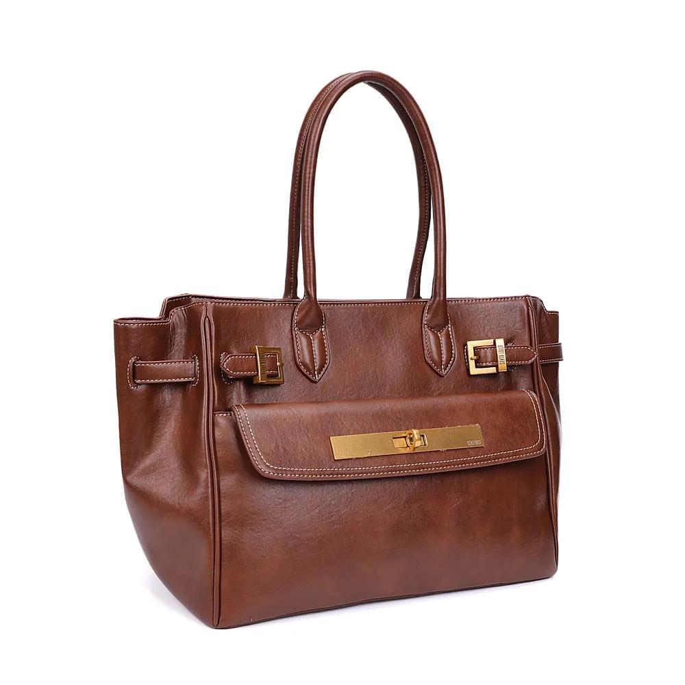 Bolsa Grande Rústica Alça De Ombro Marrom Terracota - vista 4 de 9