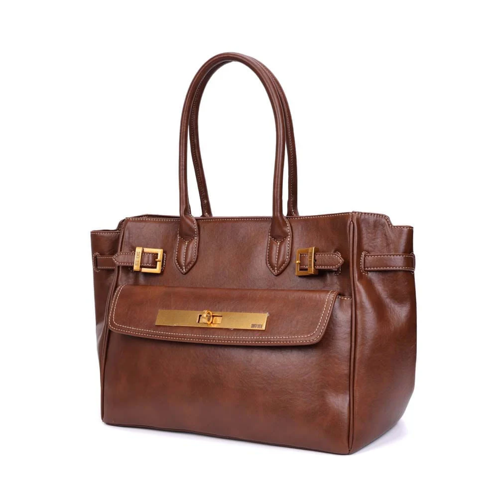 Bolsa Grande Rústica Alça De Ombro Marrom Terracota - vista 5 de 9