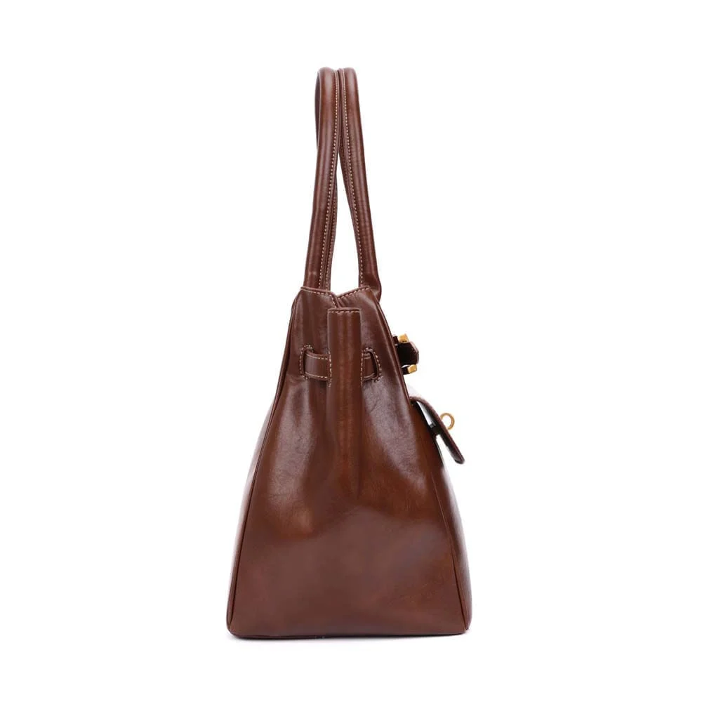 Bolsa Grande Rústica Alça De Ombro Marrom Terracota - vista 6 de 9