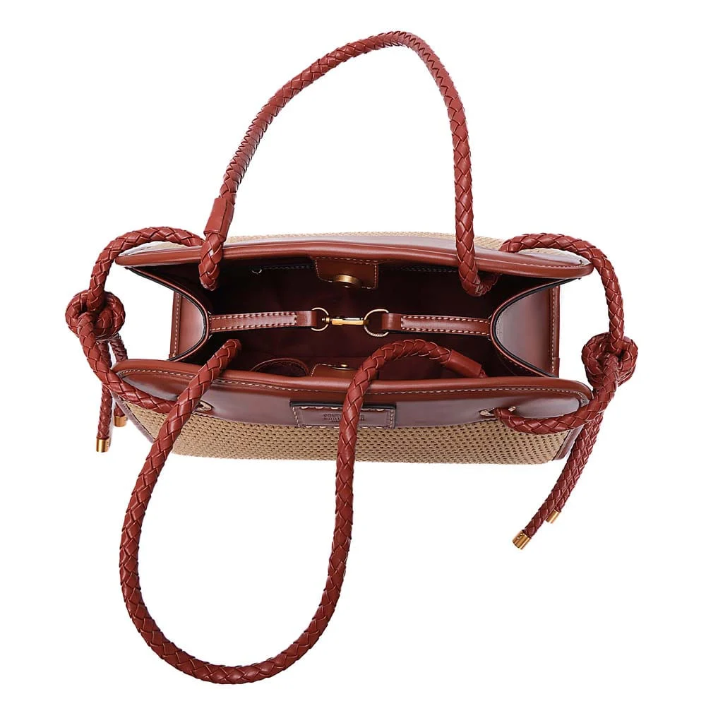 Bolsa Média Tramado Alça de Ombro Bege Areia - vista 6 de 6