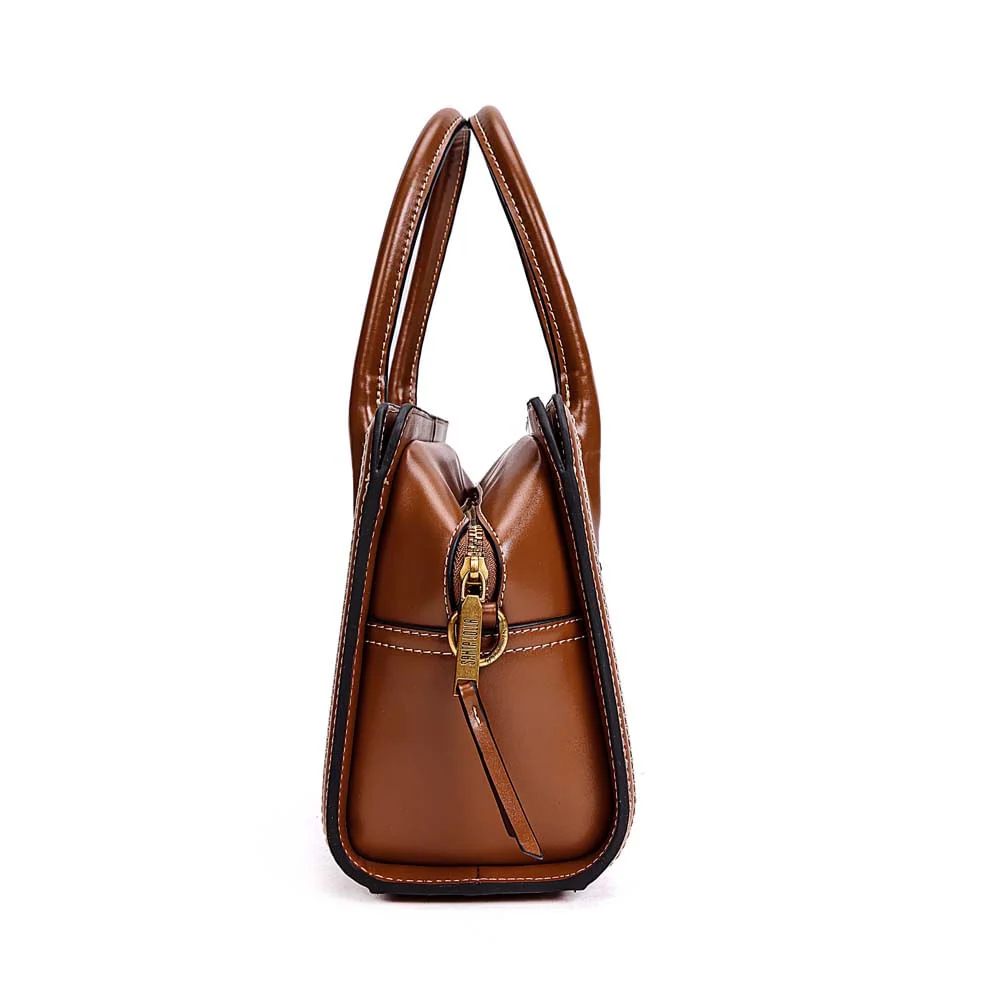 Bolsa Tote Soft Alça Dupla Marrom Safari - vista 4 de 7