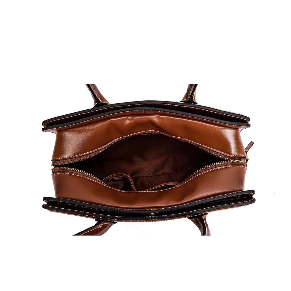 Bolsa Tote Soft Alça Dupla Marrom Safari - vista 6 de 7