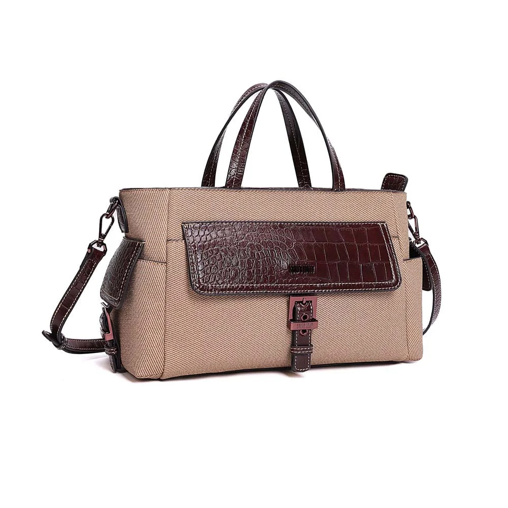 Bolsa Tote Grande Canvas Alça Dupla Bege Areia - vista 2 de 7