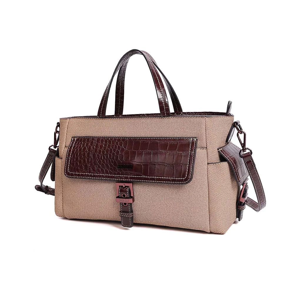 Bolsa Tote Grande Canvas Alça Dupla Bege Areia - vista 3 de 7