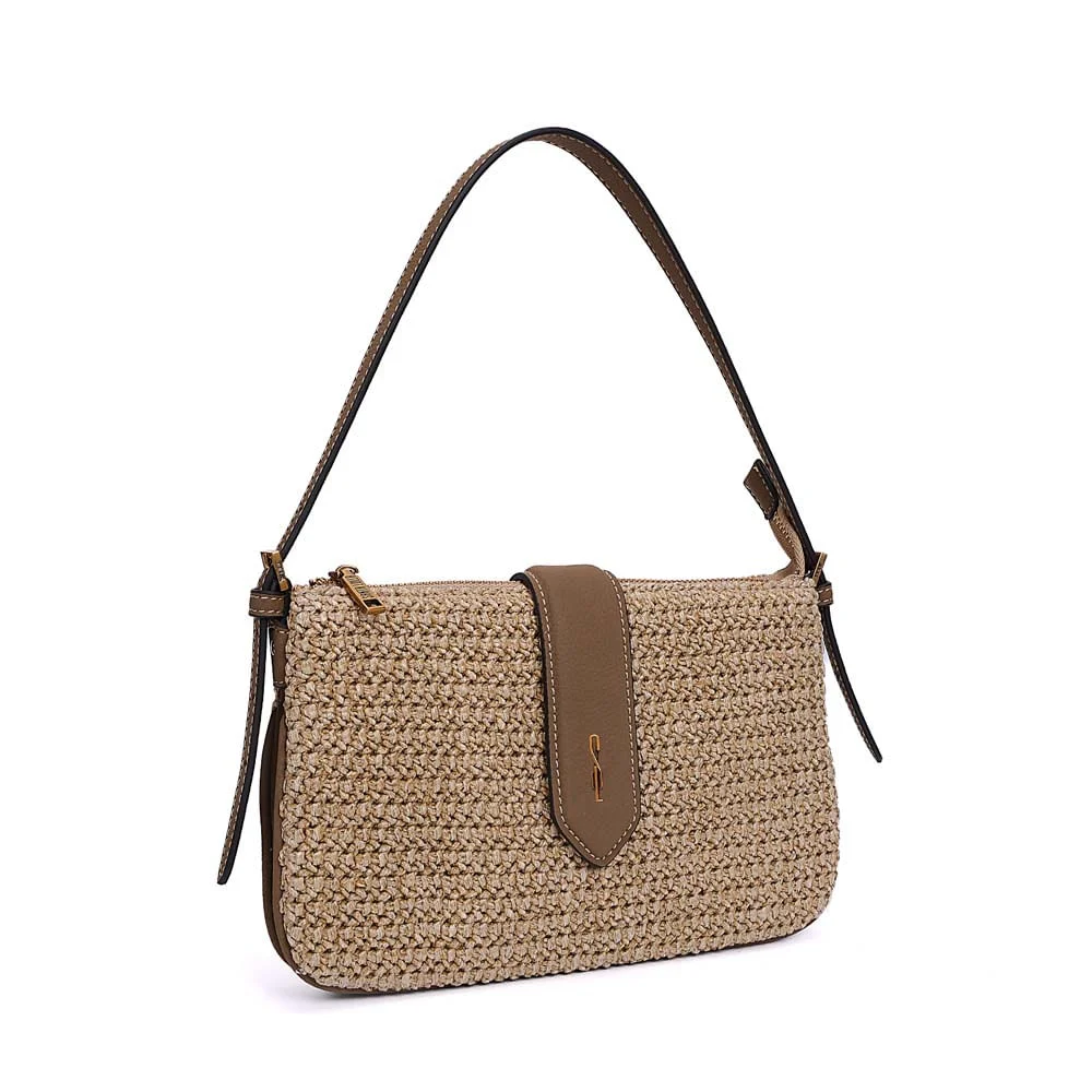 Bolsa Pequena Tramado Alça De Ombro Cinza Fog - vista 2 de 7