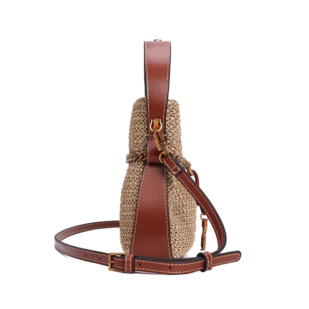Bolsa Bucket Tramado Bege Areia Transversal - vista 4 de 7
