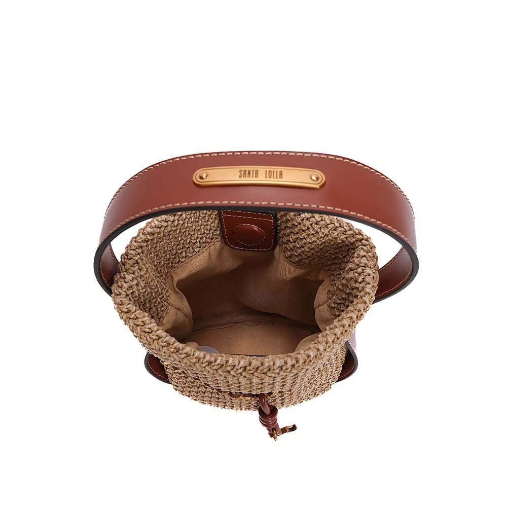 Bolsa Bucket Tramado Bege Areia Transversal - vista 7 de 7