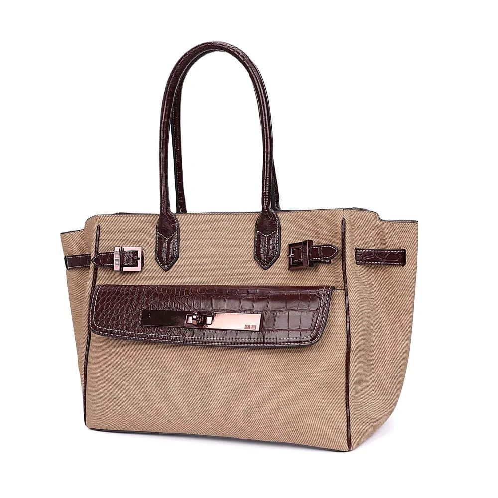 Bolsa Grande Canvas Alça De Ombro Bege Areia - vista 3 de 7