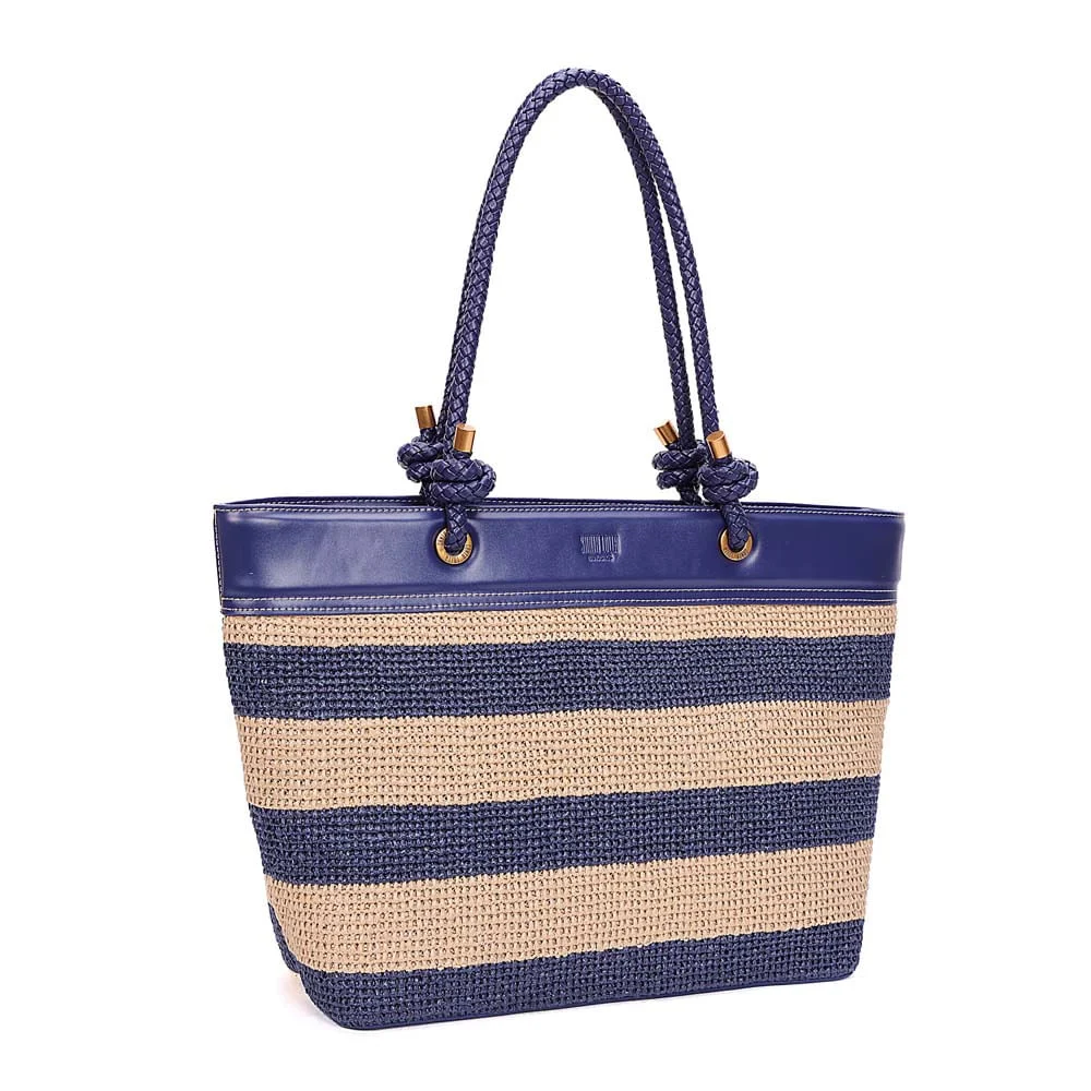 Bolsa Shopper Tramado Alça De Ombro Azul Navy - vista 2 de 8