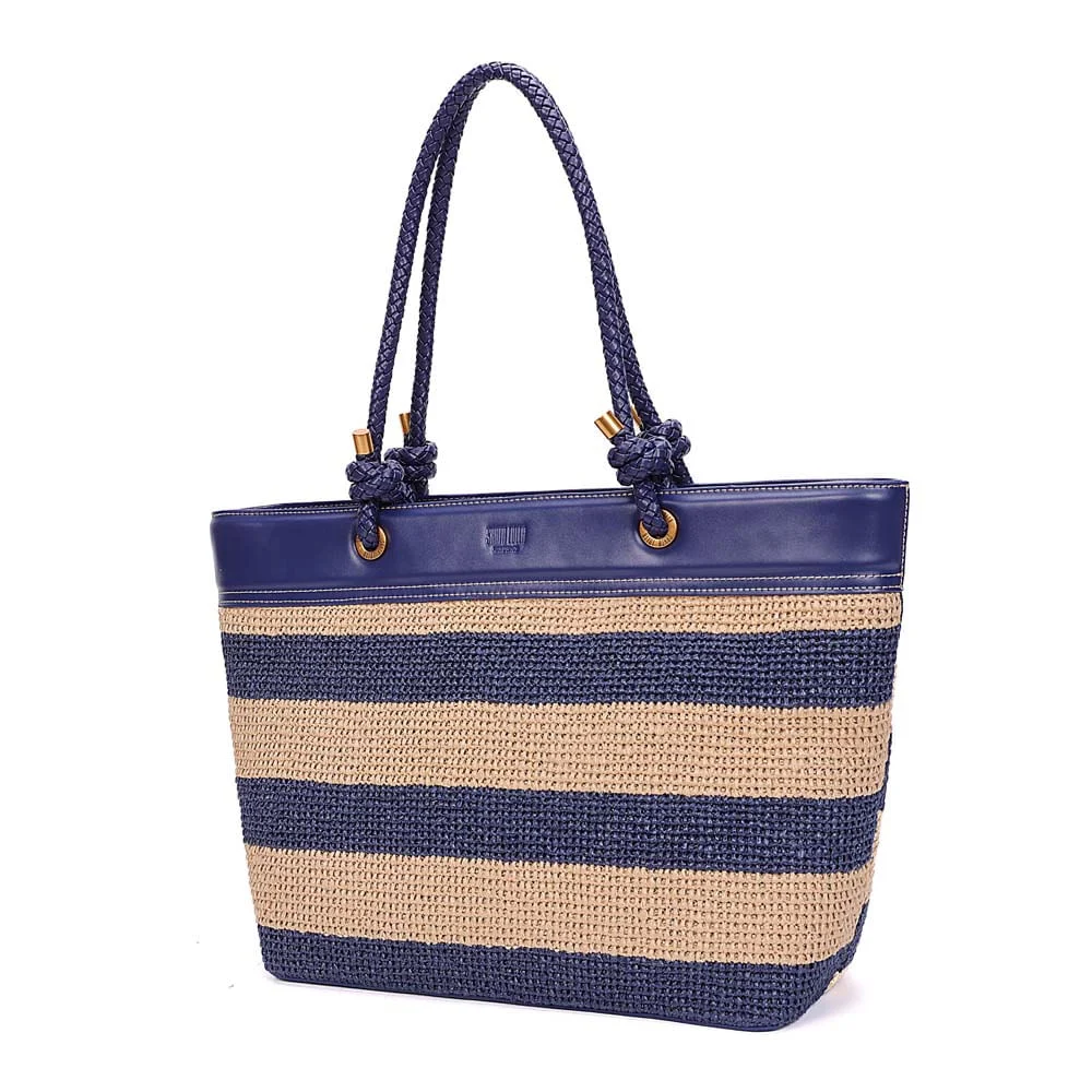 Bolsa Shopper Tramado Alça De Ombro Azul Navy - vista 3 de 8