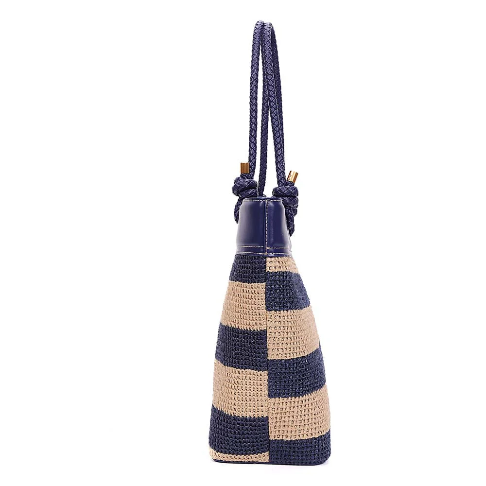 Bolsa Shopper Tramado Alça De Ombro Azul Navy - vista 4 de 8