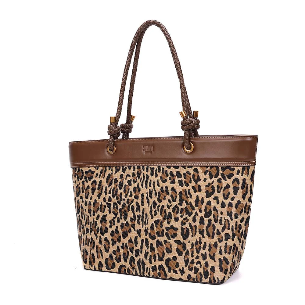 Bolsa Shopper Tramado Alça De Ombro Animal Print Onça - vista 3 de 7