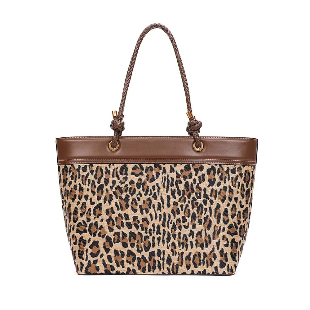 Bolsa Shopper Tramado Alça De Ombro Animal Print Onça - vista 5 de 7