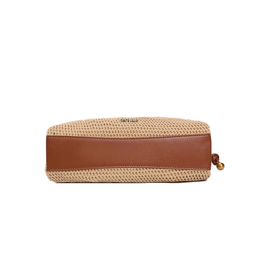 Bolsa Pequena Tramado Alça Dupla Marrom Safari - vista 7 de 8