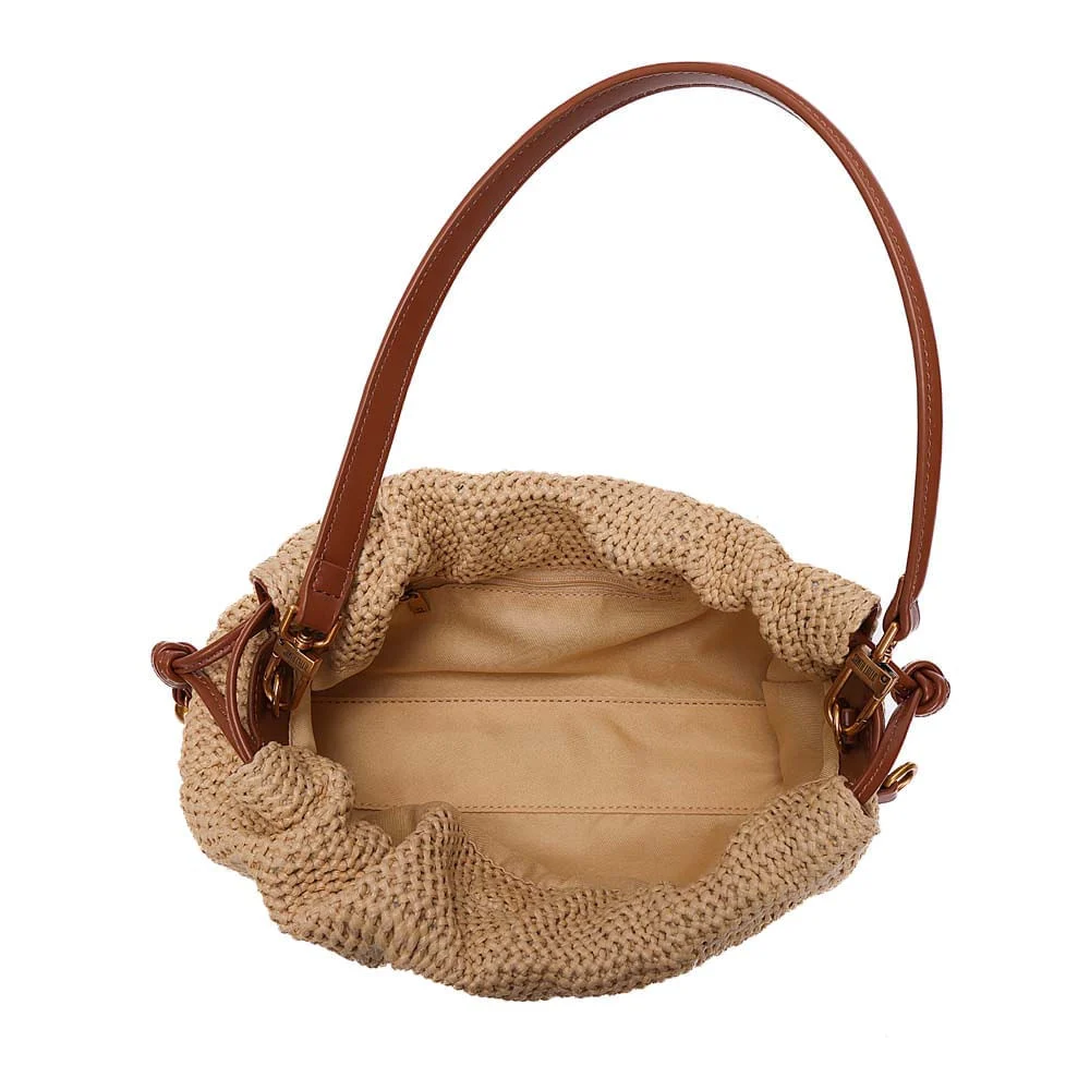 Bolsa Pequena Tramado Alça Dupla Marrom Safari - vista 8 de 8