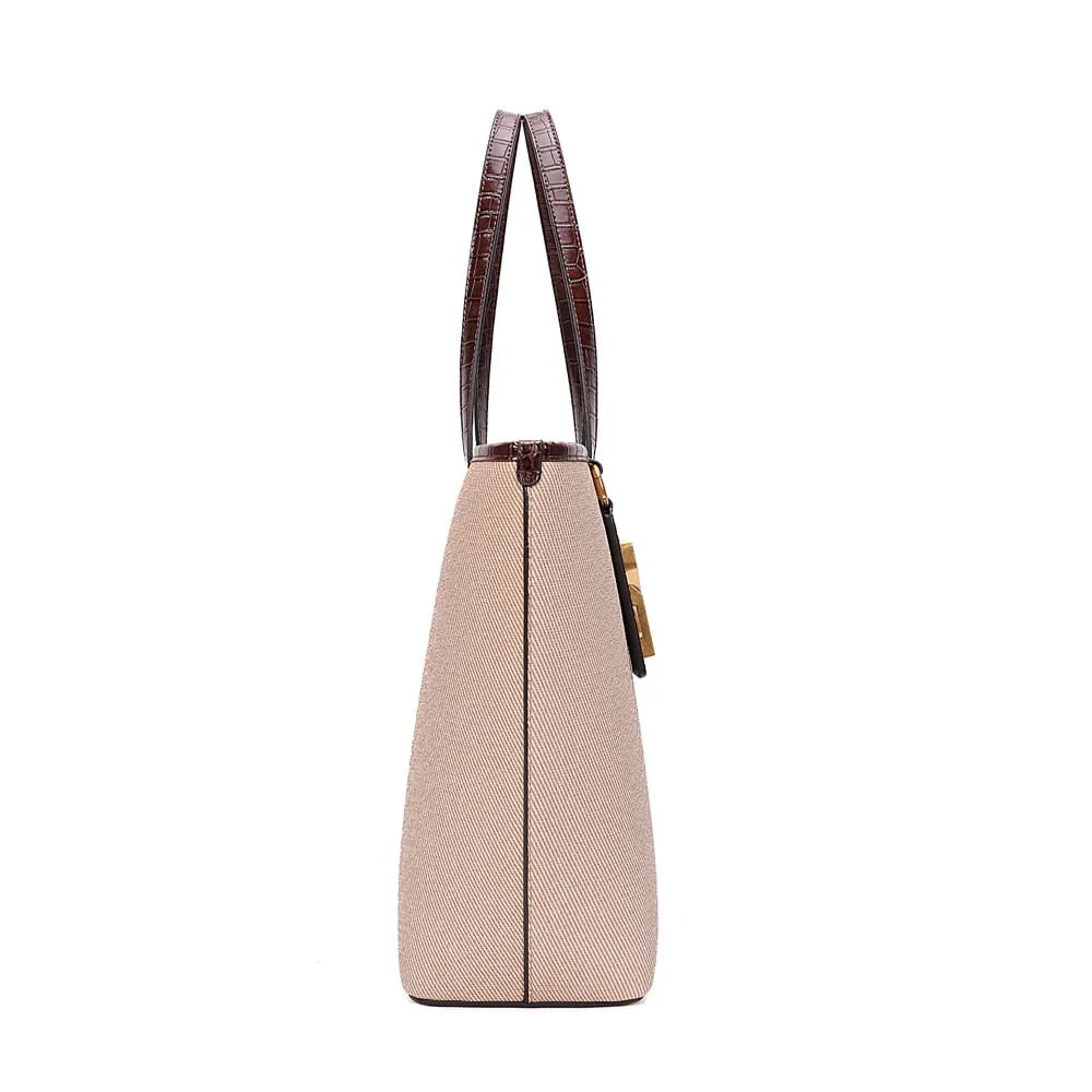 Bolsa Shopper Canvas Alça De Ombro Bege Sand - vista 4 de 7