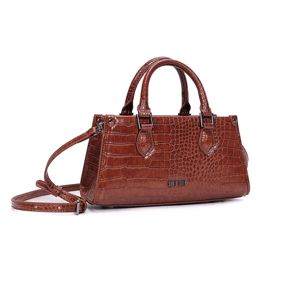 Bolsa Tote Croco Alça Dupla Marrom Terracota - vista 2 de 7