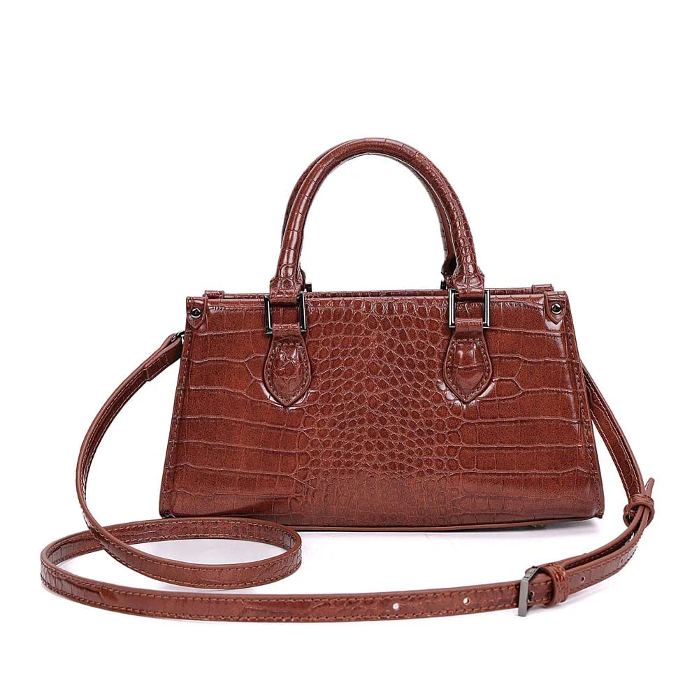 Bolsa Tote Croco Alça Dupla Marrom Terracota - vista 5 de 7