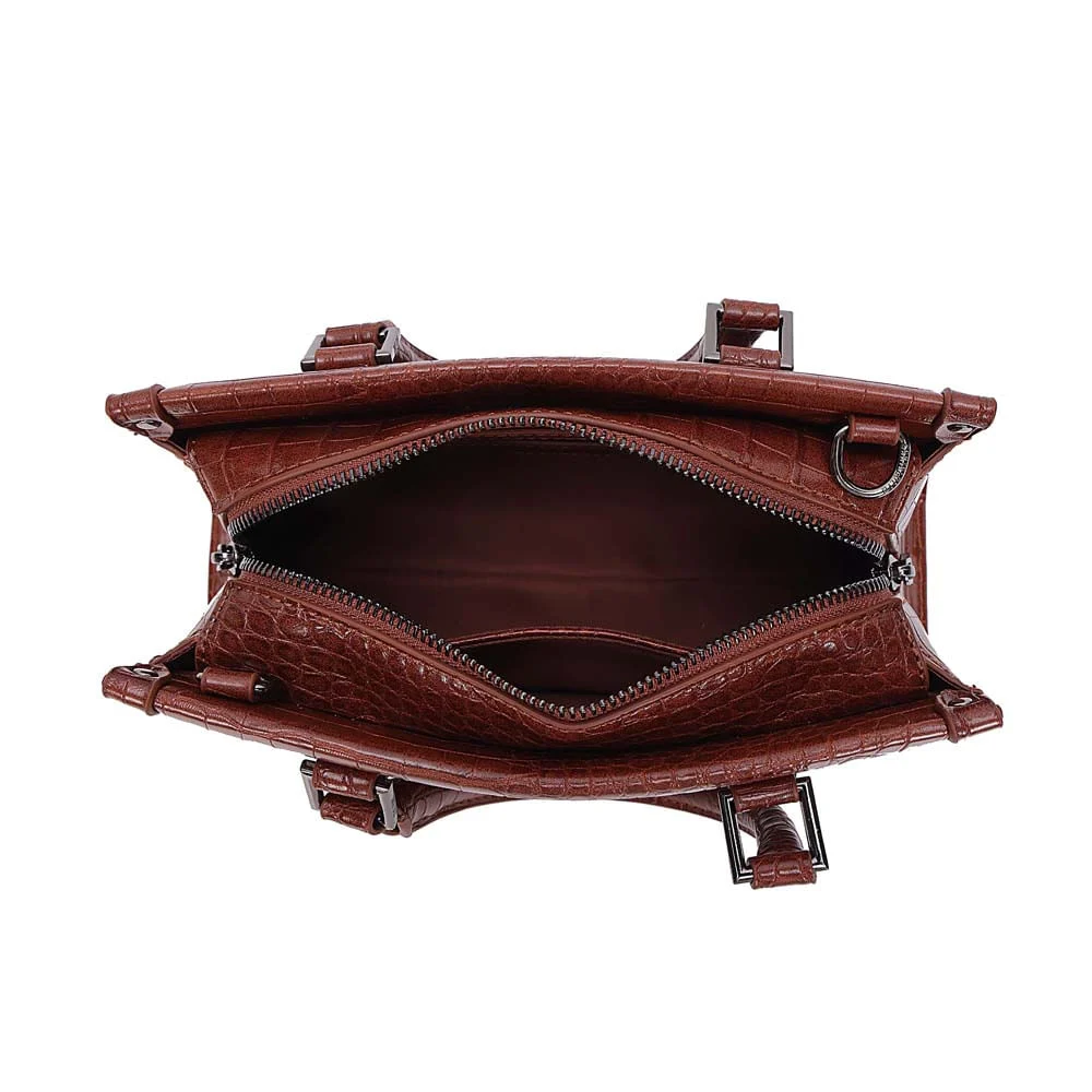 Bolsa Tote Croco Alça Dupla Marrom Terracota - vista 7 de 7