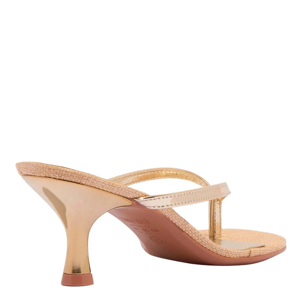 Mule Thong Specchio Metalizado Dourado Salto Baixo - vista 3 de 3